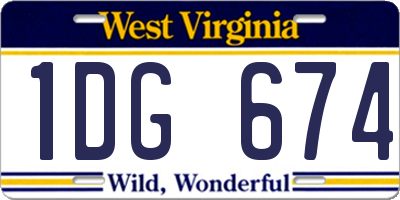 WV license plate 1DG674