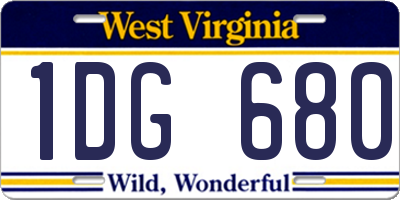 WV license plate 1DG680
