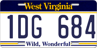 WV license plate 1DG684