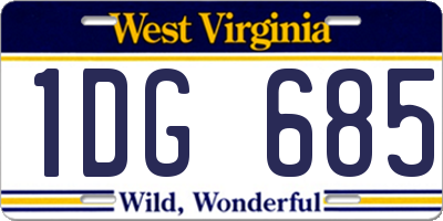WV license plate 1DG685