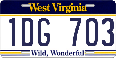 WV license plate 1DG703