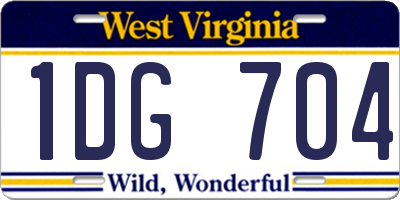 WV license plate 1DG704