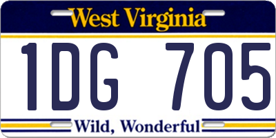 WV license plate 1DG705