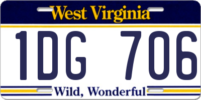 WV license plate 1DG706