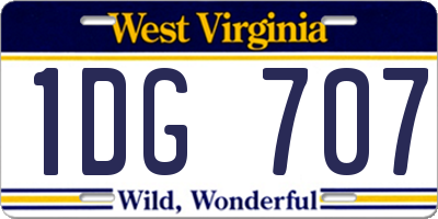 WV license plate 1DG707