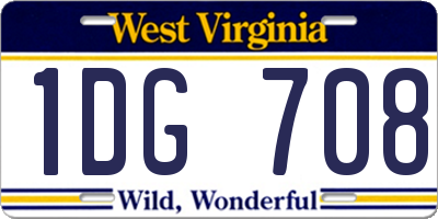 WV license plate 1DG708