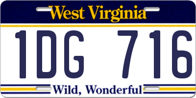 WV license plate 1DG716