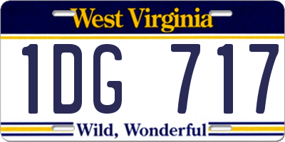 WV license plate 1DG717