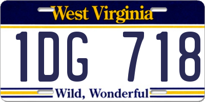 WV license plate 1DG718