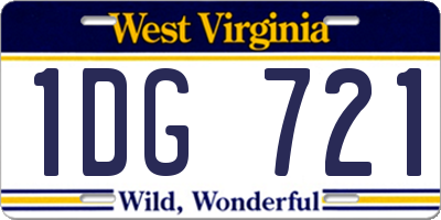 WV license plate 1DG721