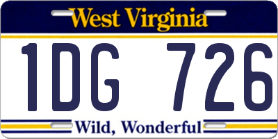 WV license plate 1DG726