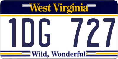 WV license plate 1DG727