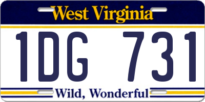 WV license plate 1DG731