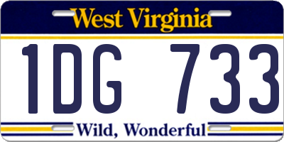 WV license plate 1DG733
