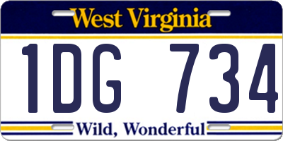WV license plate 1DG734