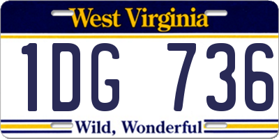 WV license plate 1DG736