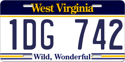 WV license plate 1DG742