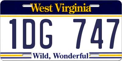 WV license plate 1DG747