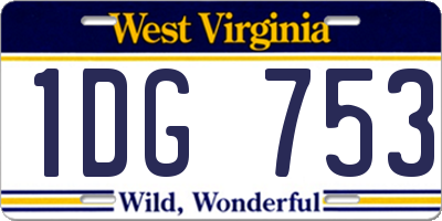 WV license plate 1DG753