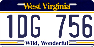 WV license plate 1DG756