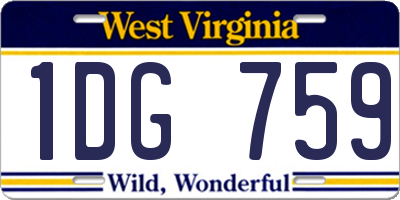WV license plate 1DG759