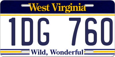 WV license plate 1DG760