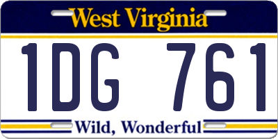 WV license plate 1DG761