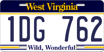 WV license plate 1DG762