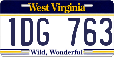 WV license plate 1DG763