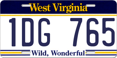 WV license plate 1DG765