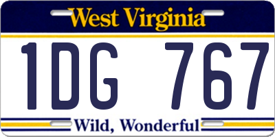 WV license plate 1DG767