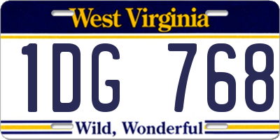 WV license plate 1DG768
