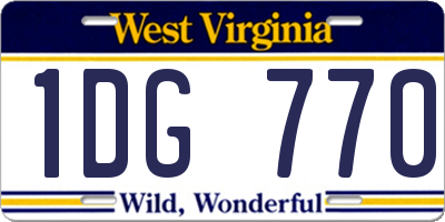 WV license plate 1DG770