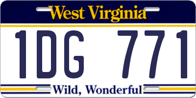 WV license plate 1DG771
