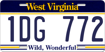 WV license plate 1DG772