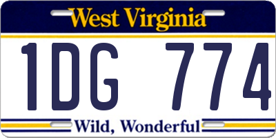 WV license plate 1DG774