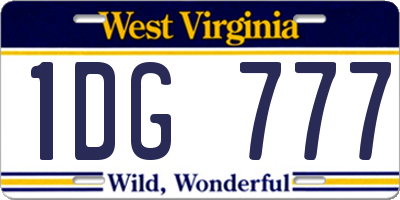 WV license plate 1DG777