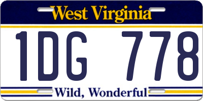 WV license plate 1DG778