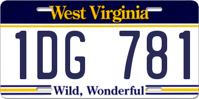 WV license plate 1DG781