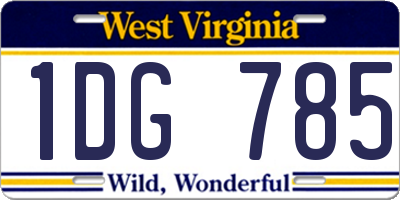 WV license plate 1DG785