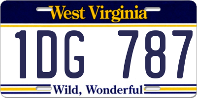WV license plate 1DG787
