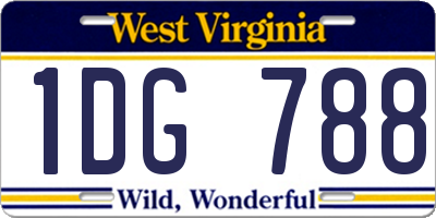 WV license plate 1DG788