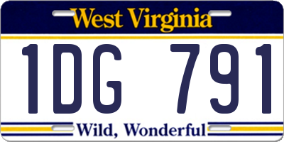 WV license plate 1DG791