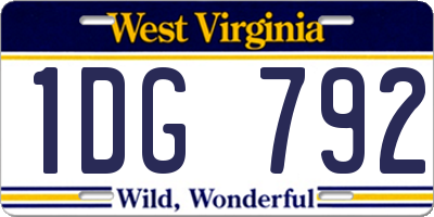 WV license plate 1DG792
