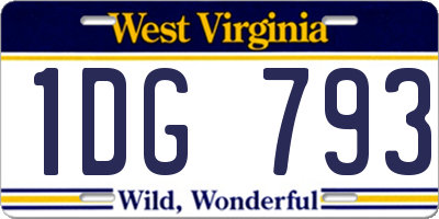 WV license plate 1DG793