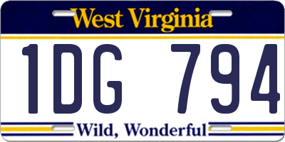 WV license plate 1DG794