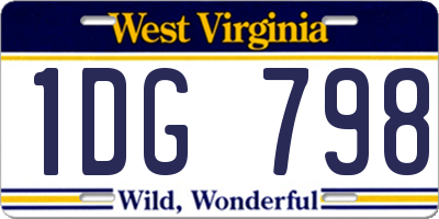 WV license plate 1DG798