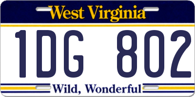 WV license plate 1DG802
