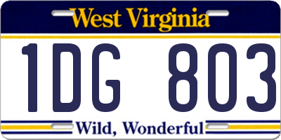 WV license plate 1DG803