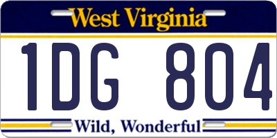 WV license plate 1DG804